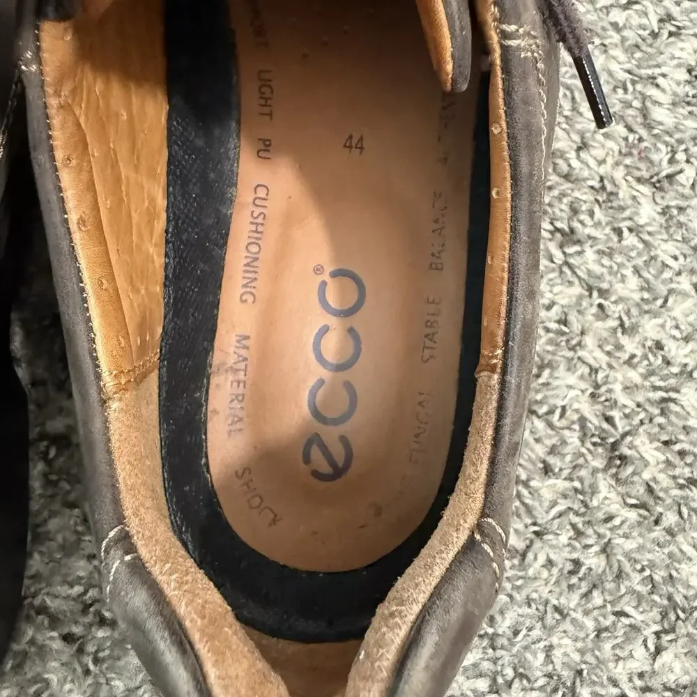 ECCO Fusion Brown Nubuck Leather Lace Up Casual Bicycle Oxford EU 44 US 10-10.5